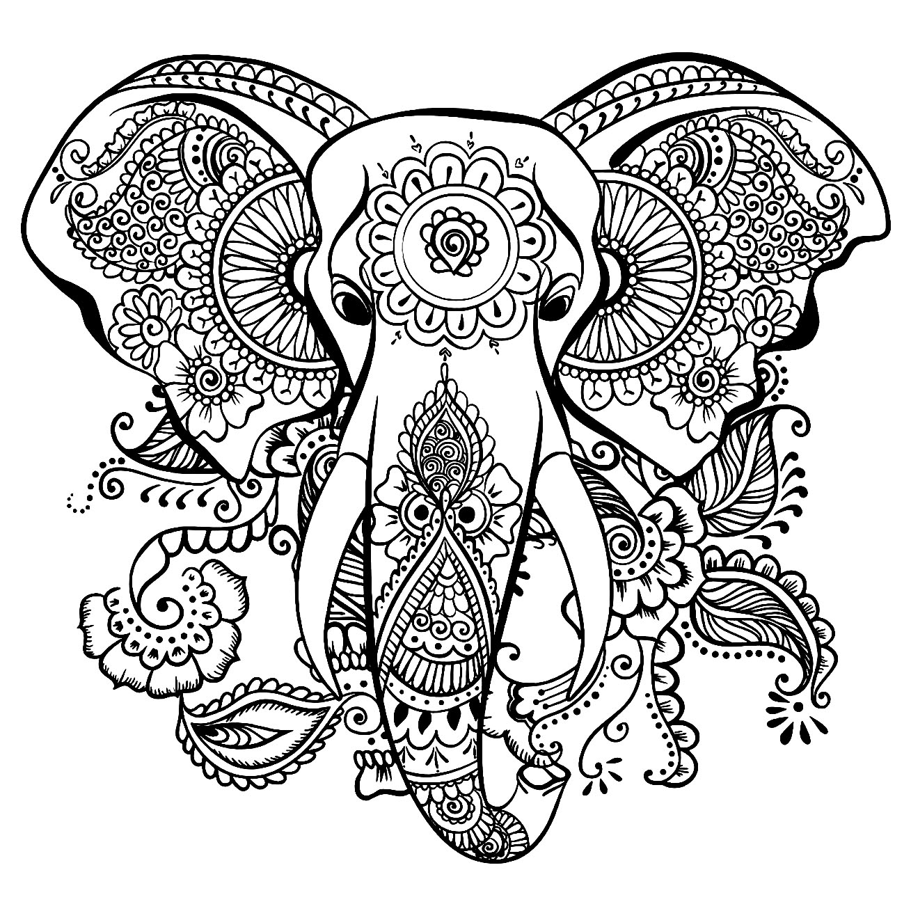 printable coloring elephant