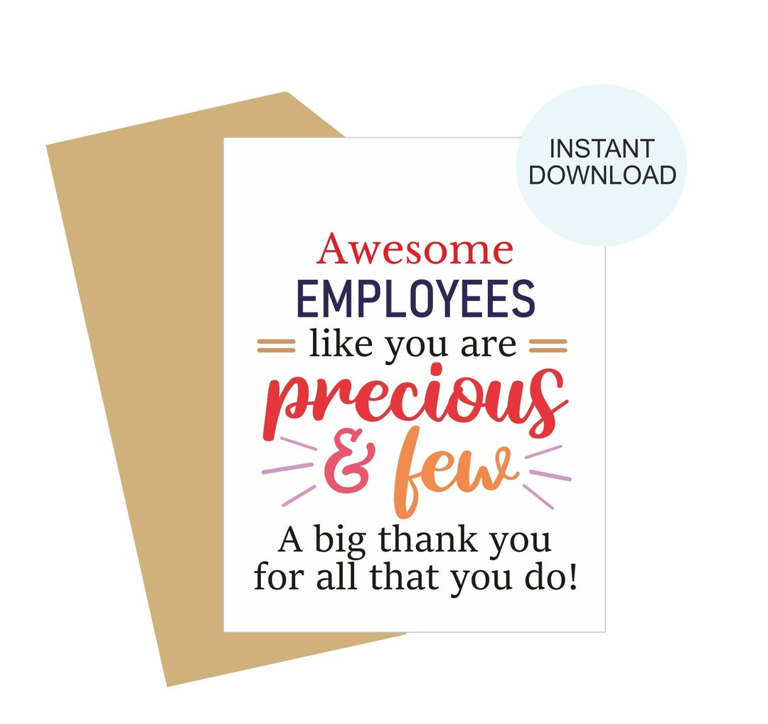 Employee Appreciation Card Printable Employee Appreciation Day Card Employee Thank You Card 