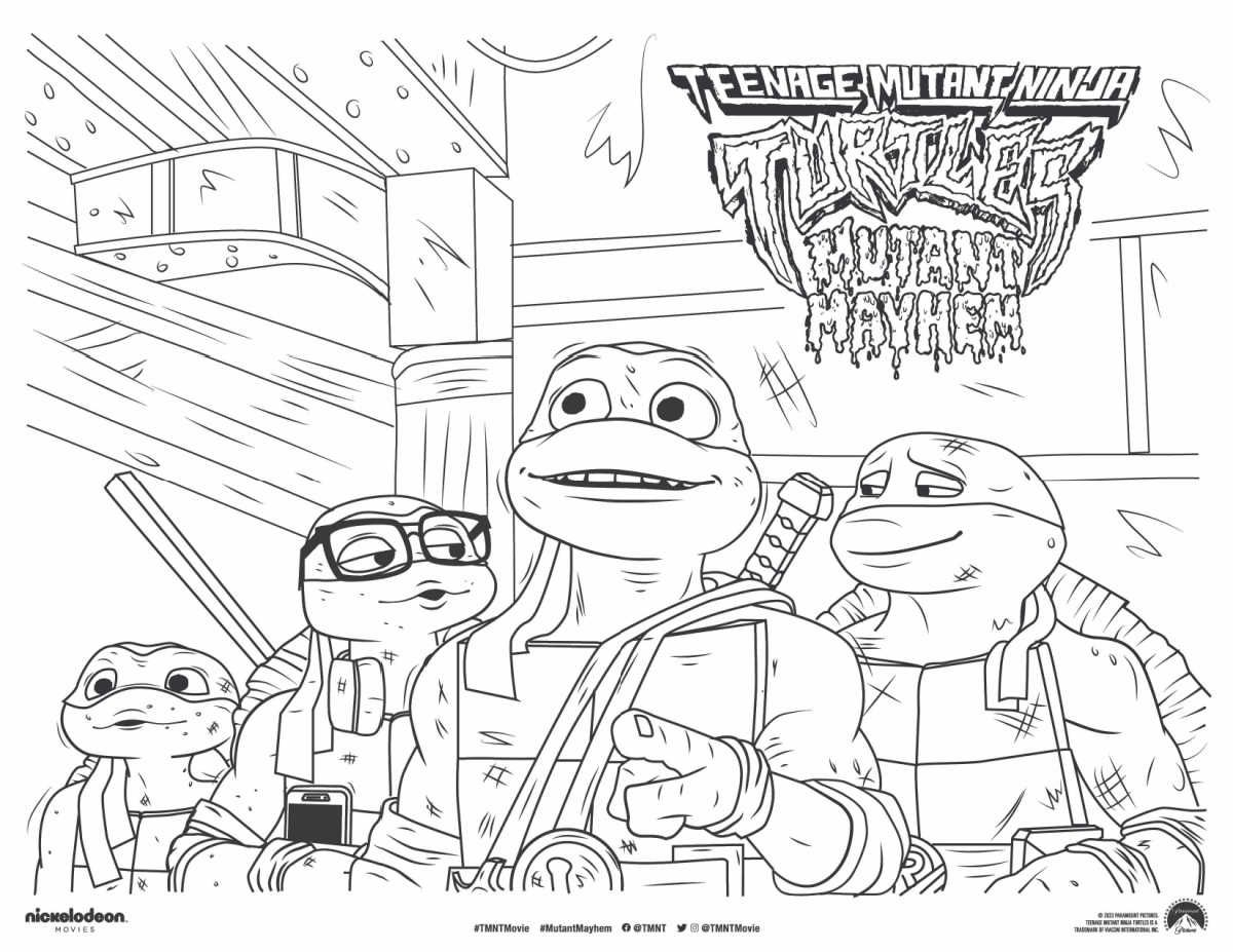 Enjoy This Free Printable TMNT Coloring Page Featuring All Four Ninja 