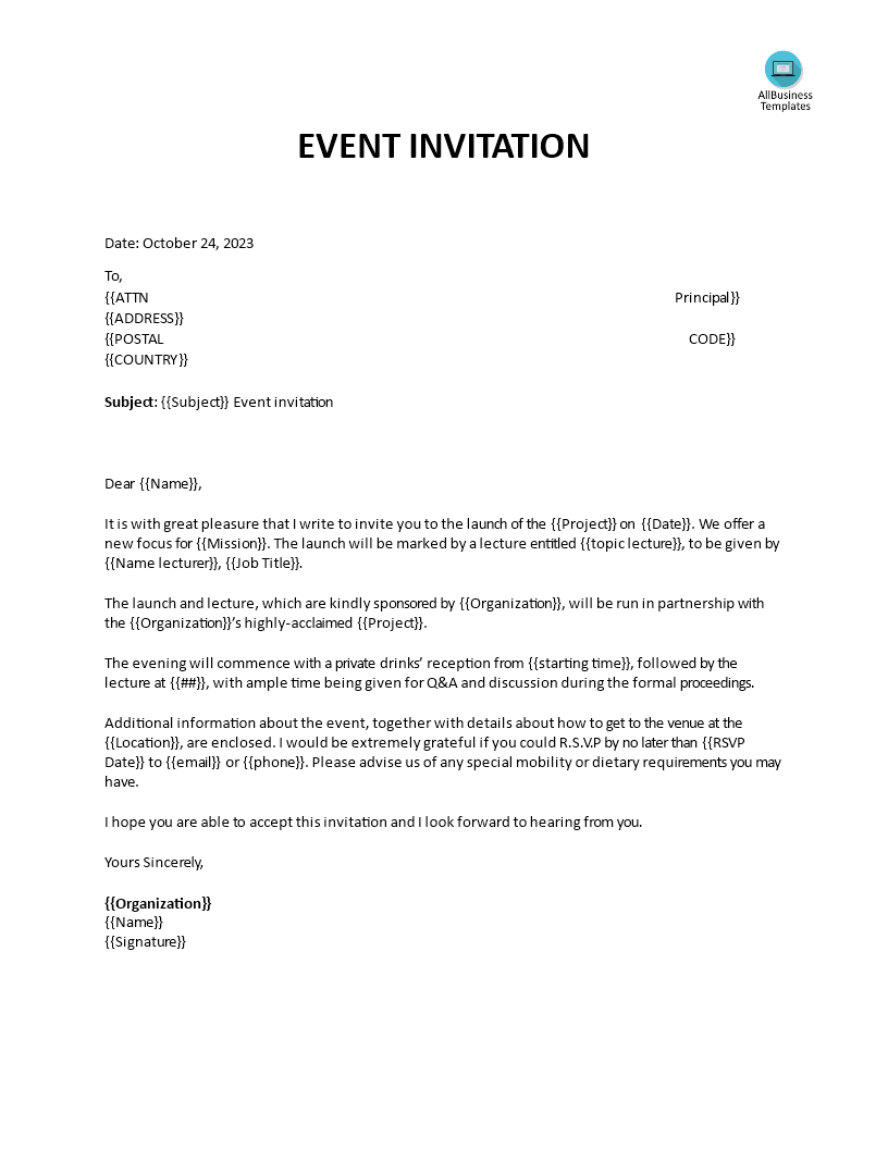 Event Invitation Letter Sample Vrogue co