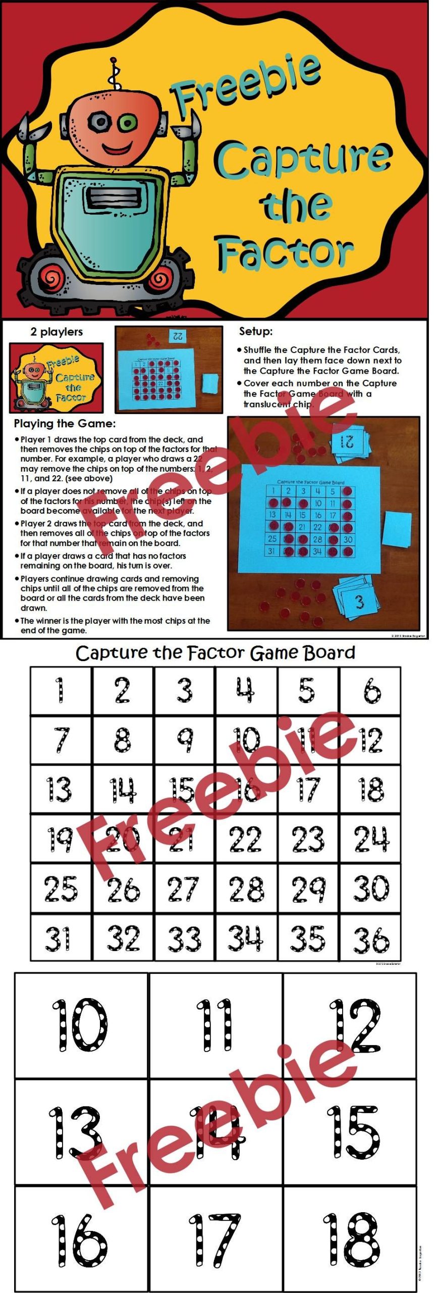 Factor Game Printable Printable Calendars AT A GLANCE