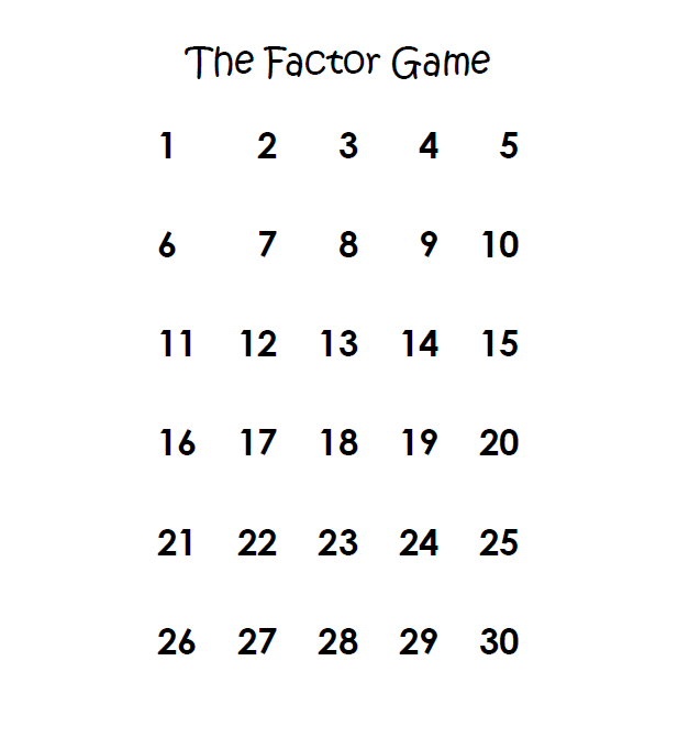 Factor Game Printable