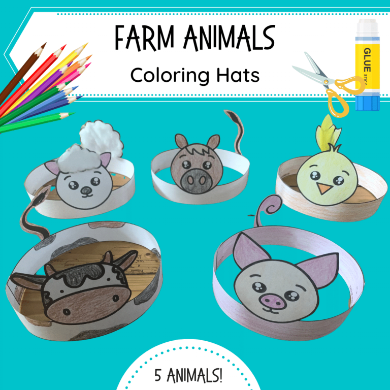 Farm Animal Coloring Hats Teach Me Mommy