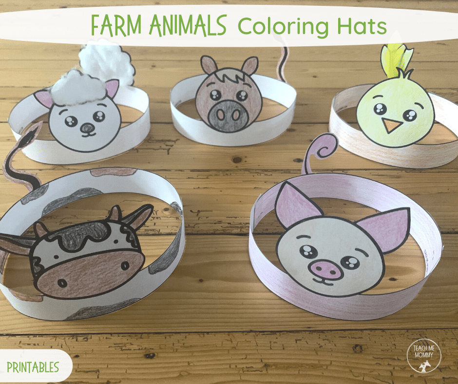 Farm Animal Coloring Hats Teach Me Mommy