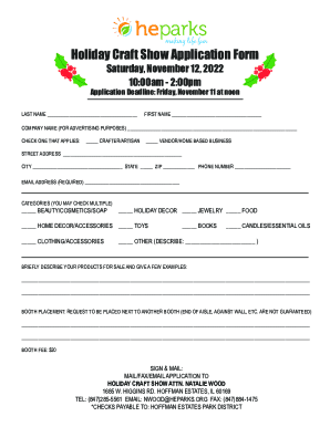 Fillable Online Arts And Craft Fair Application Form Template Jotform 