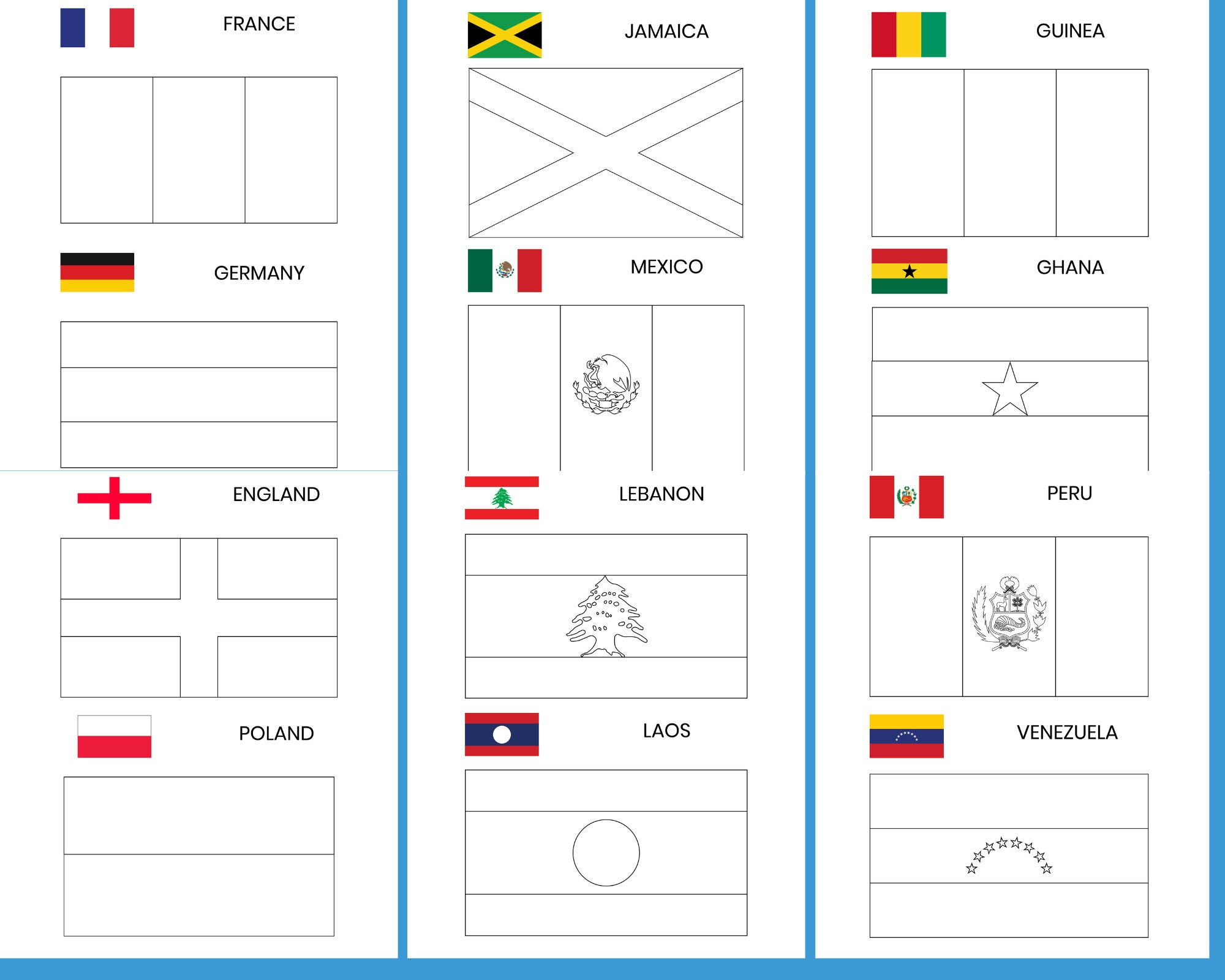 Flags Coloring Pages Printable For Kids PDF File US Letter Etsy