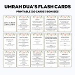 Floral Umrah Dua Printable Umrah Blue Dua Cards Umrah Guide