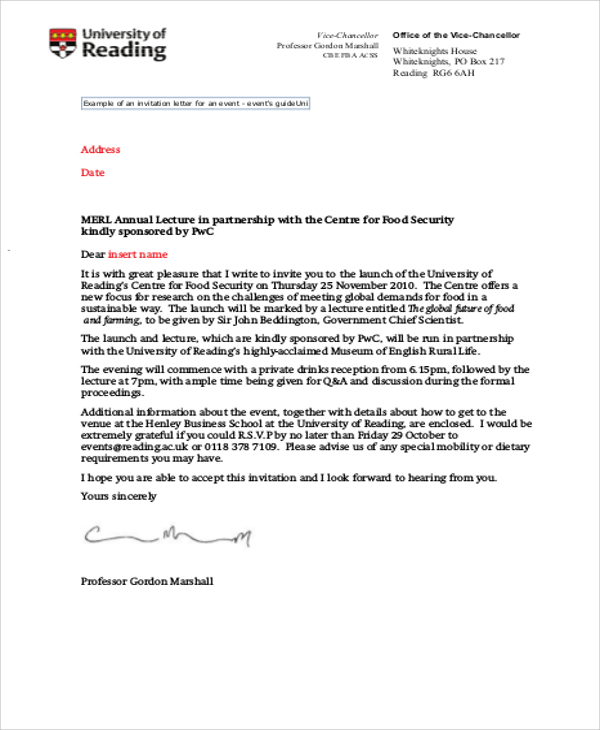invitation letter sample for school event
