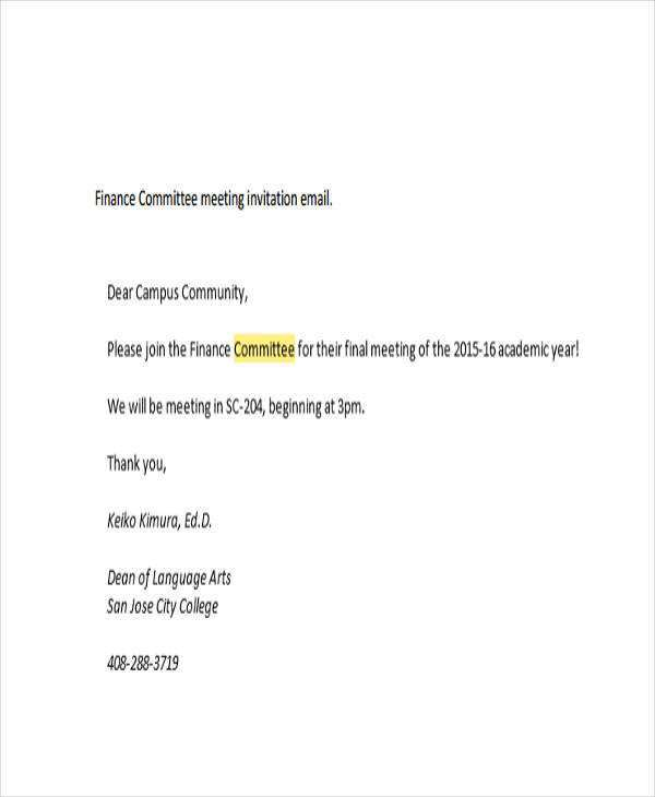 Formal Meeting Invitation Email Template Cards Design Templates