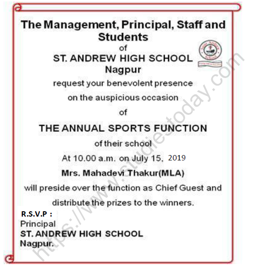 Format Of Formal Invitation Letter Class 12 Onvacationswall