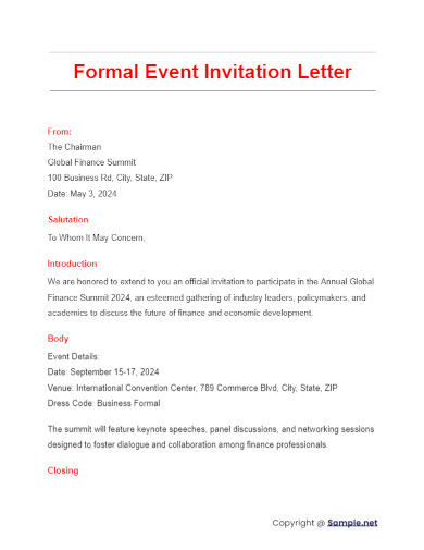 Format Of Formal Invitation Letter Infoupdate