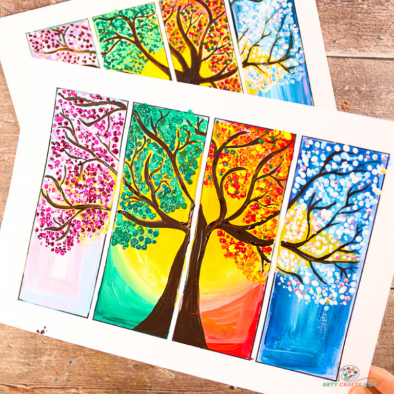 Four Seasons Tree Painting Easy Art Project For Kids Arty Crafty Kids