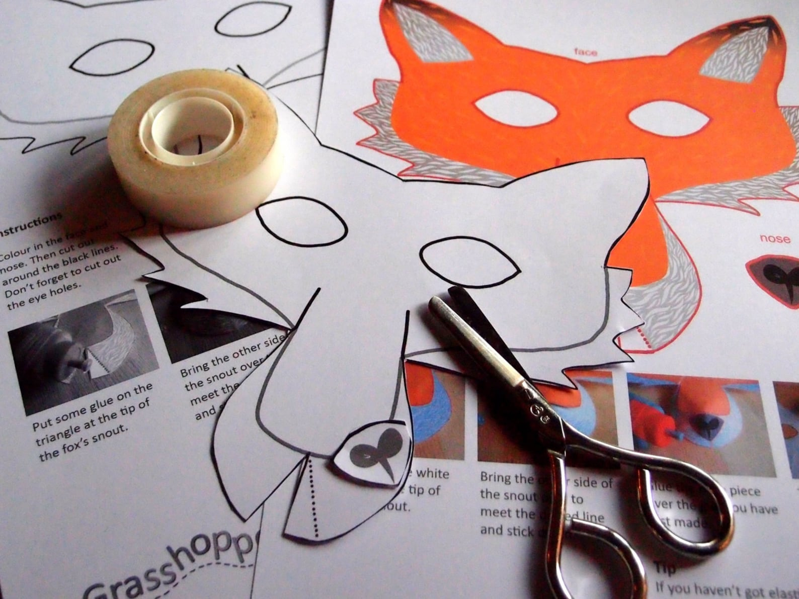 Fox Mask Printable Craft Kit Kid 39 s Party Activity DIY Costume Etsy