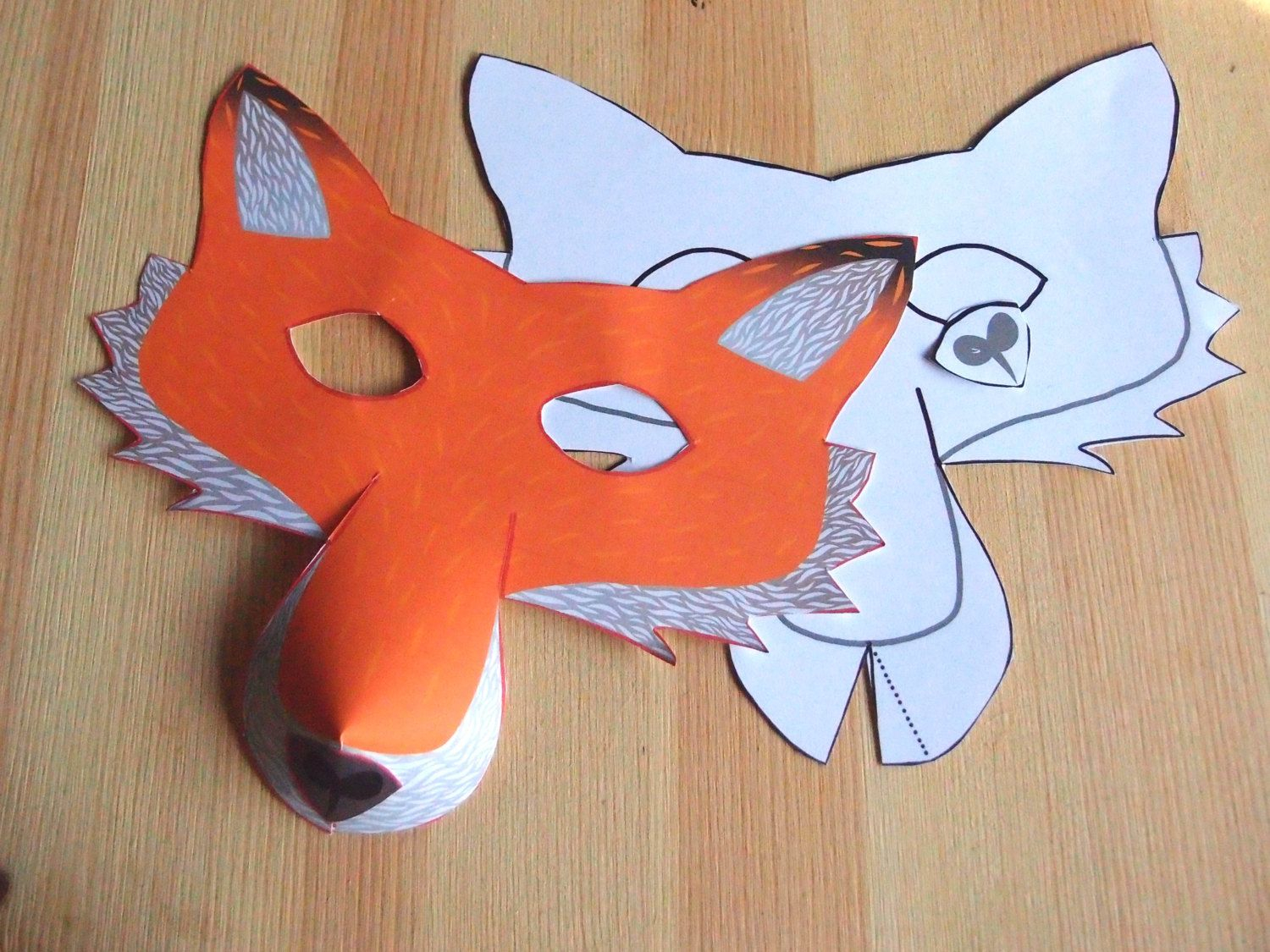 Fox Mask Printable Craft Kit Kid 39 s Party Activity DIY Costume Etsy UK 