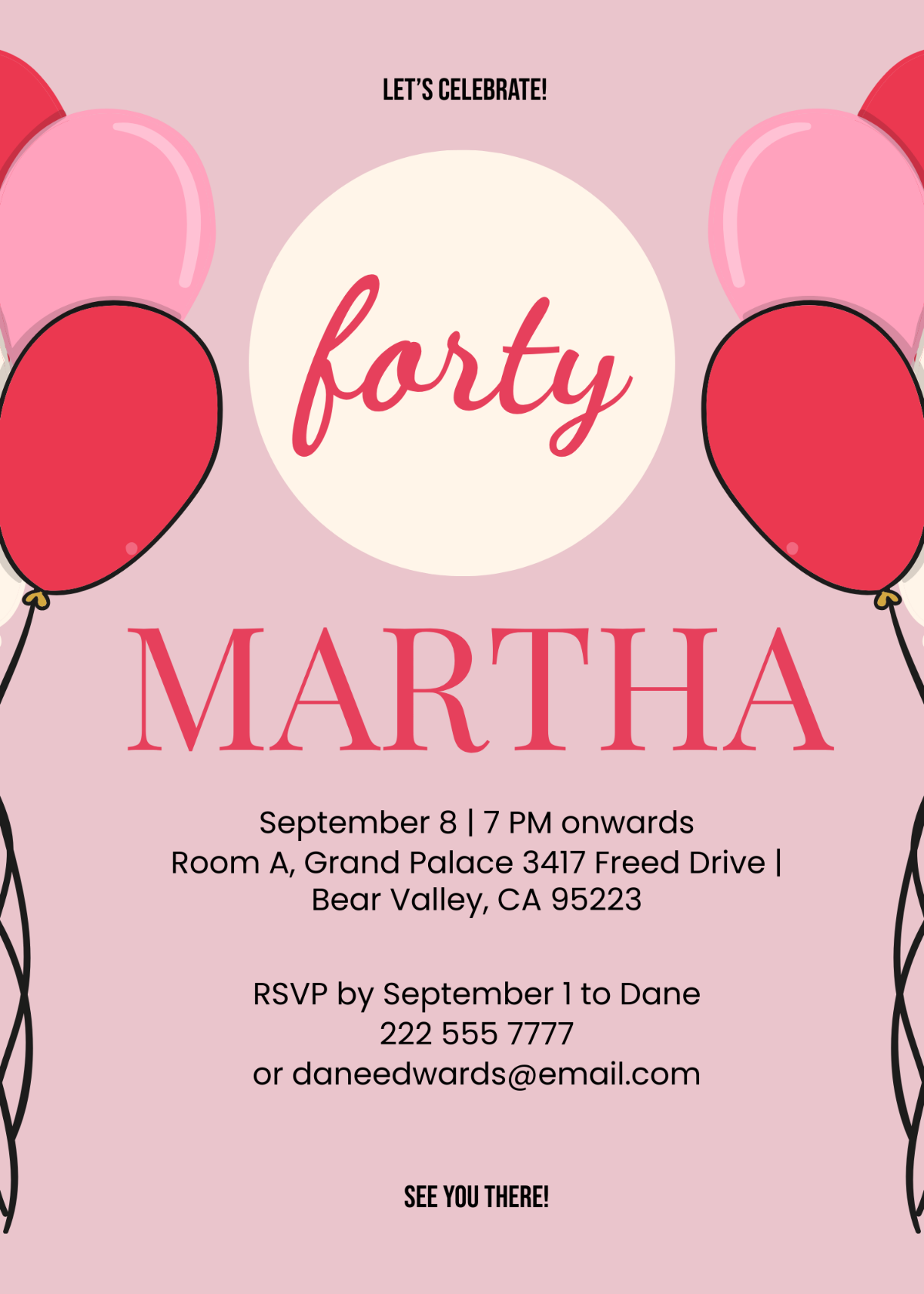 Free 40th Birthday Invitations For Her Template To Edit Online