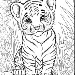 Free Animal Coloring Pages Tiger Cub Coloring Page