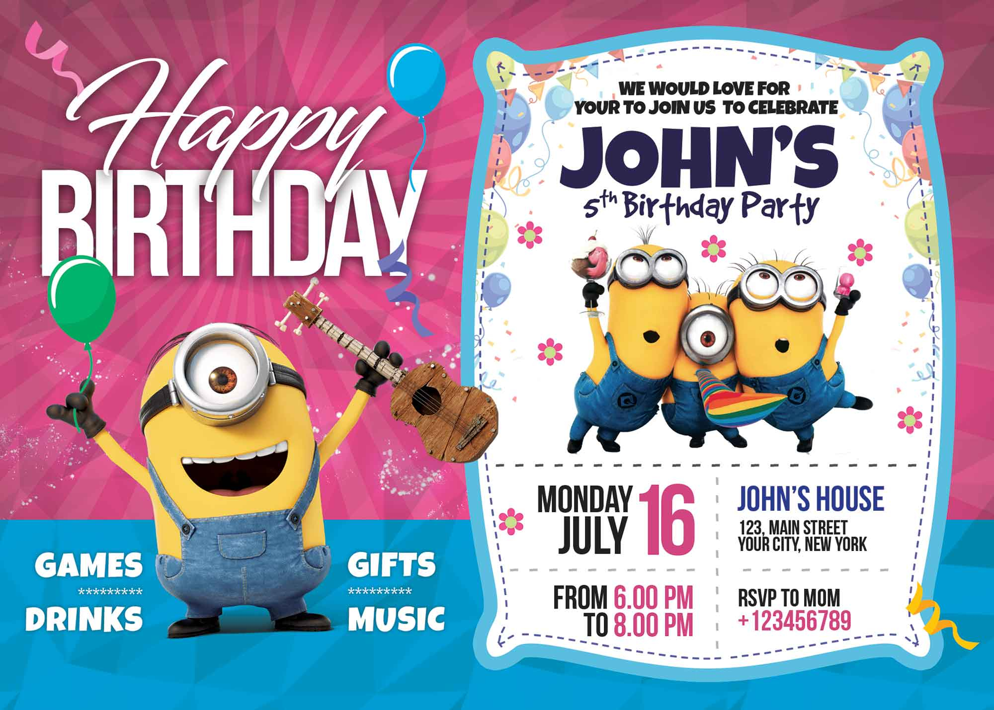 Free Birthday Invitation Card Template PSD 