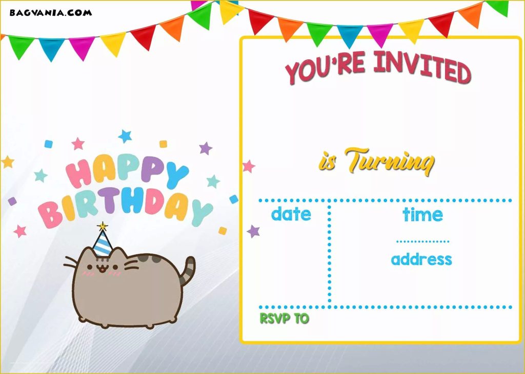 Free Birthday Party Invitation Templates Of Free Printable Pusheen