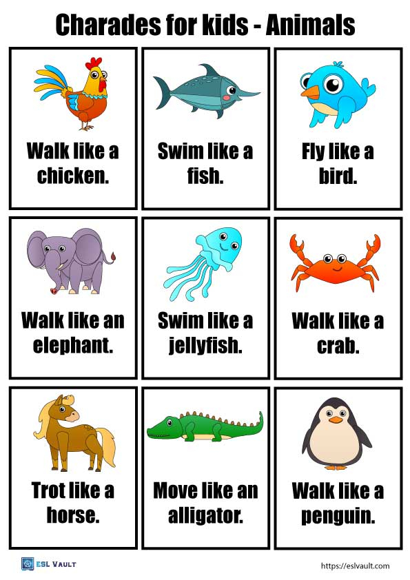 Free Charades For Kids Printables 153 Cards ESL Vault