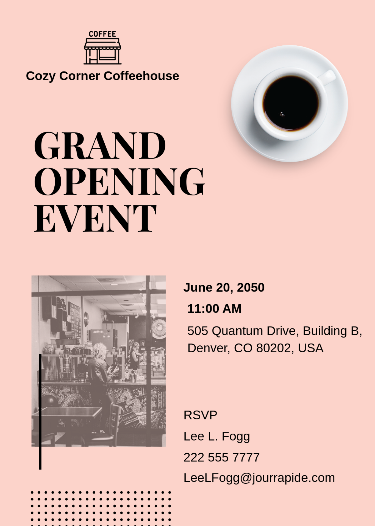 Free Coffee Shop Opening Invitation Template To Edit Online