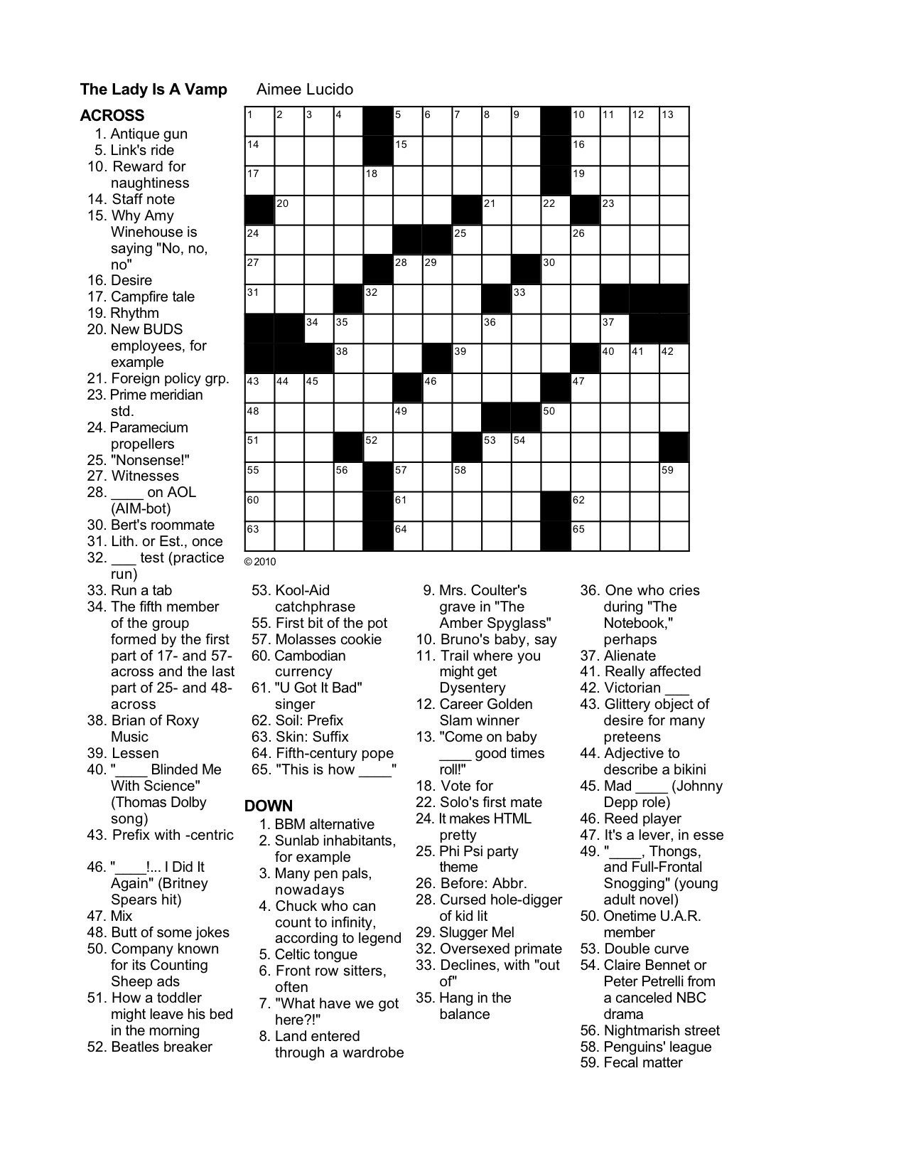daily printable crossword puzzles