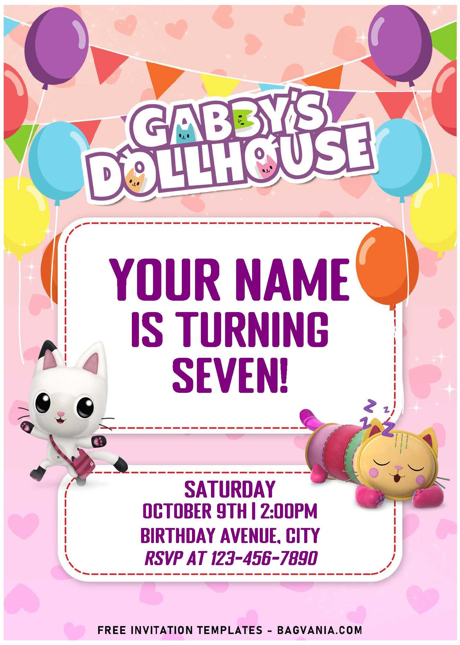 Free Free Editable PDF Purr fect Gabby 39 s Dollhouse Birthday 