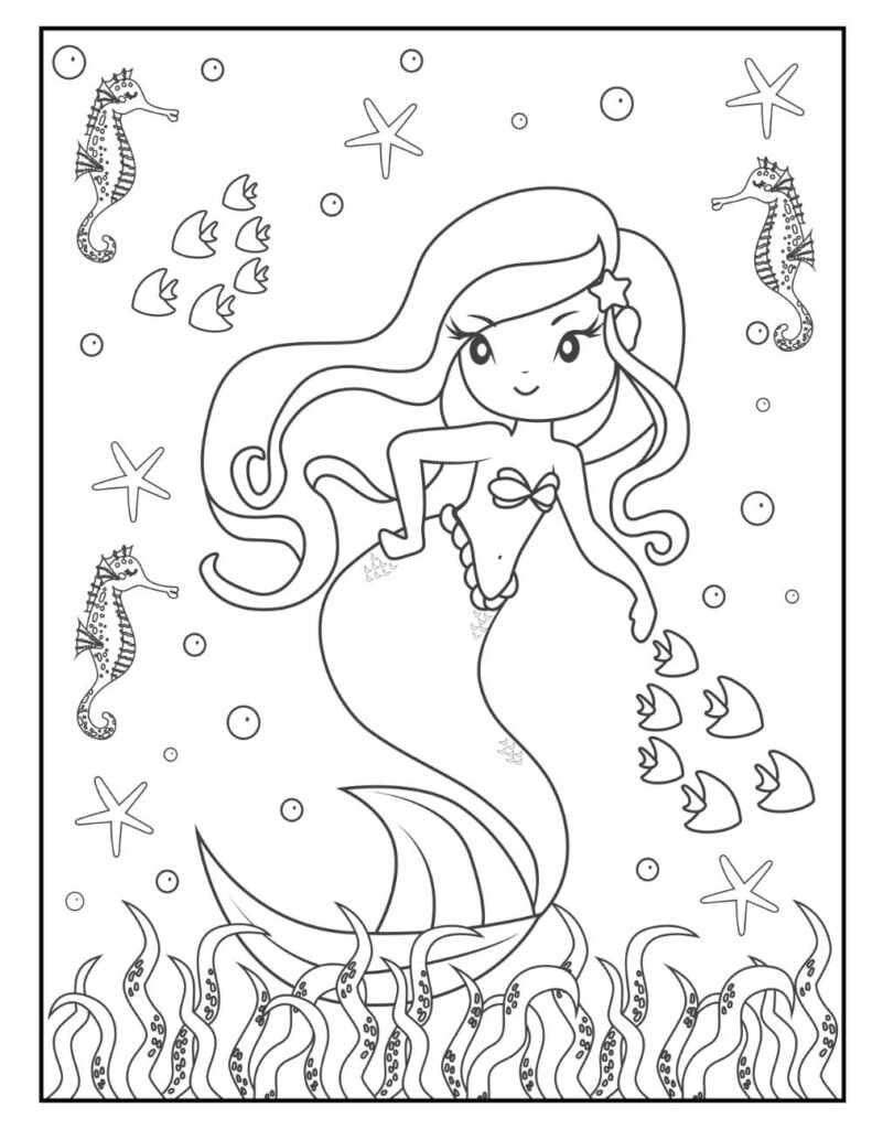 Free Mermaid Coloring Pages For Download PDF VerbNow