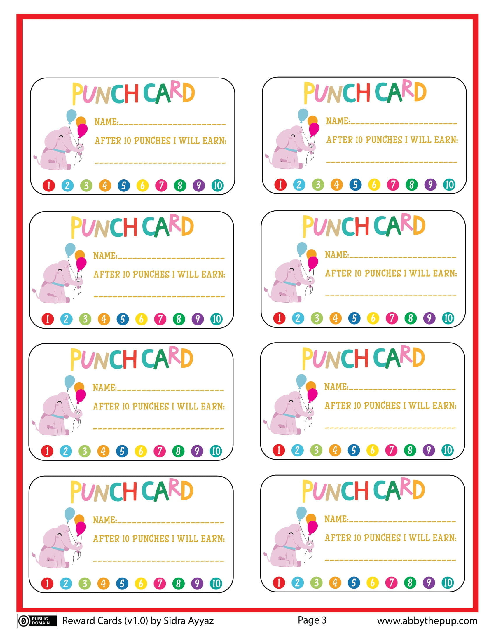 printable punch cards
