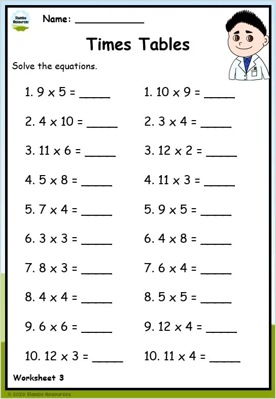 Free Multiplication Printable Worksheet Grade 3 Download Free 
