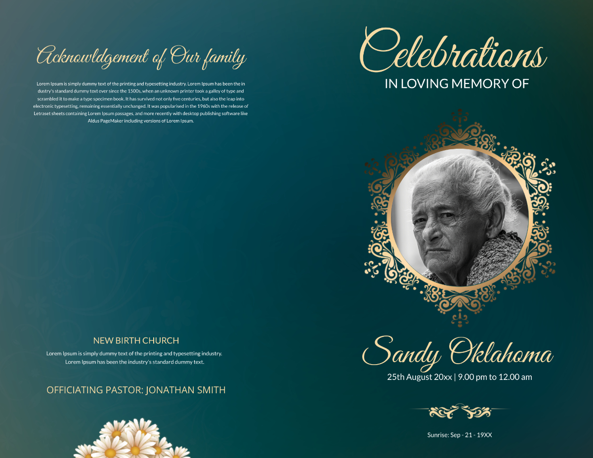 Free Obituary Card Templates Editable And Printable