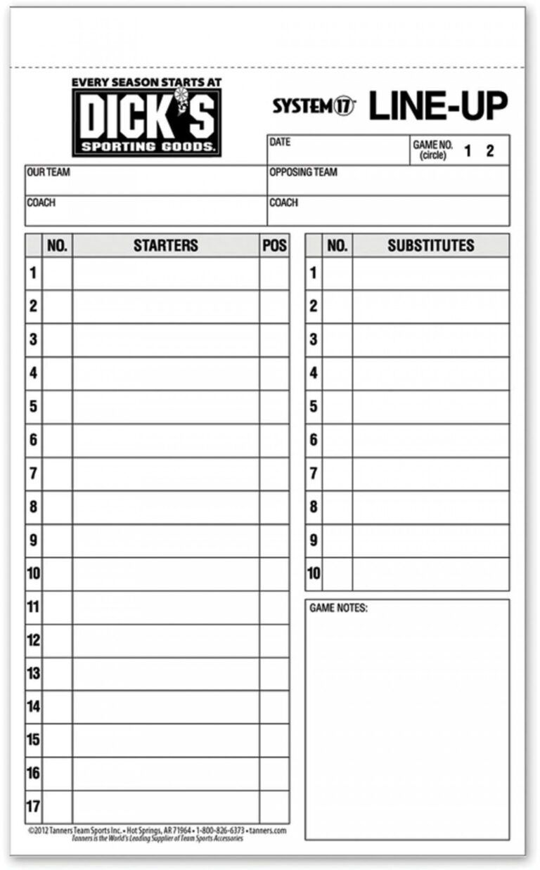 Free Printable Baseball Lineup Cards Printable Templates