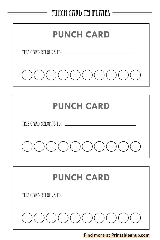 Free Printable Blank Punch Card Templates With PDFs Printables Hub