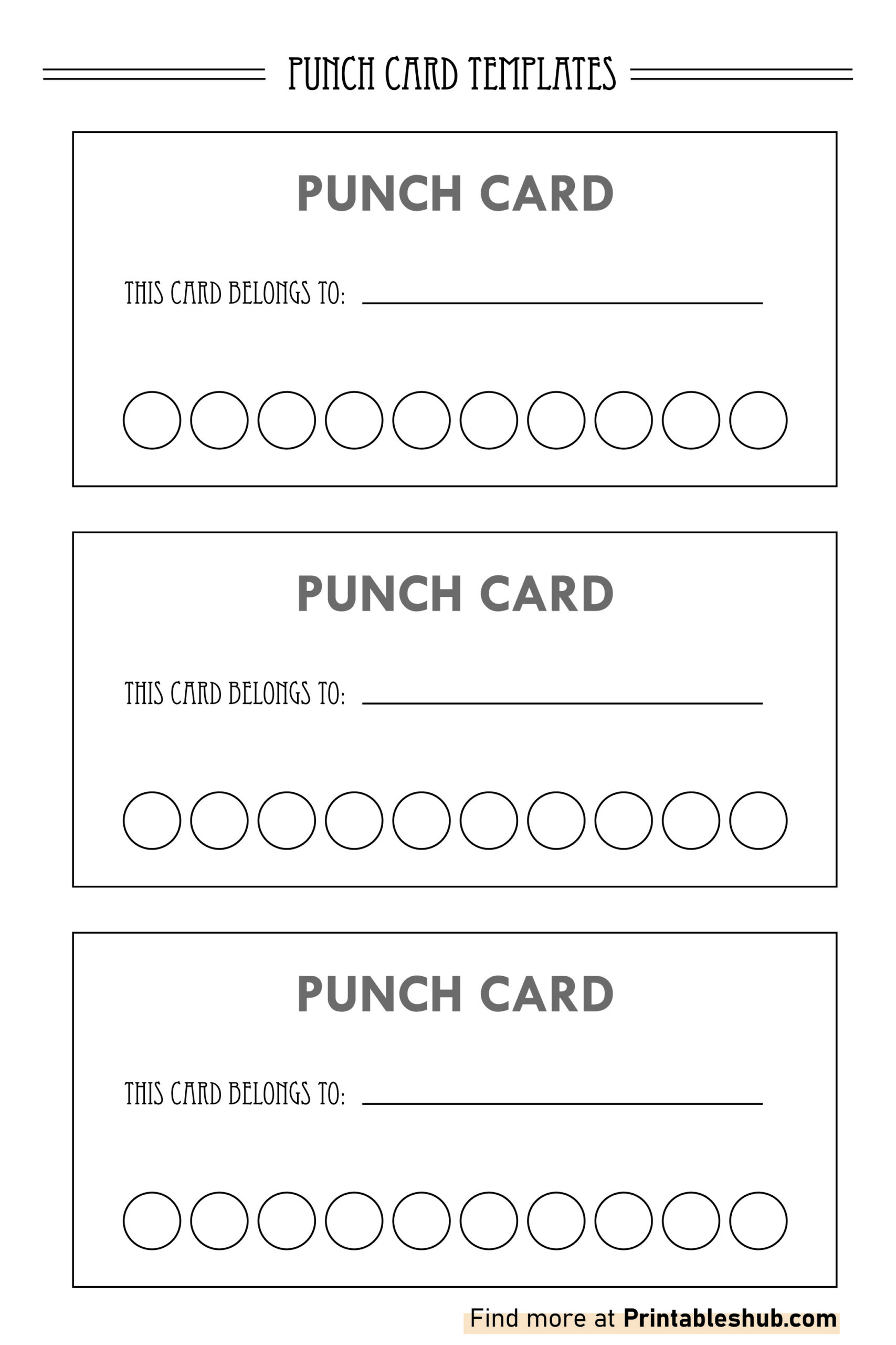 Free Printable Blank Punch Card Templates With PDFs Printables Hub