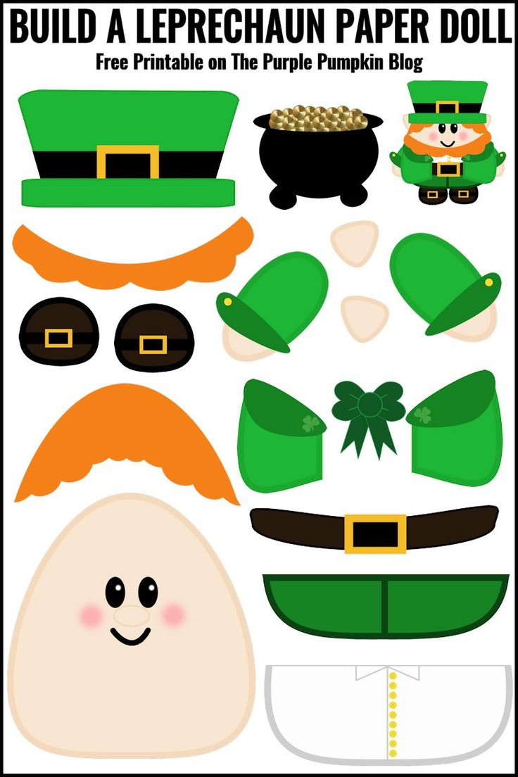 Free Printable Build A Leprechaun Paper Doll St Patrick 39 s Day Crafts 