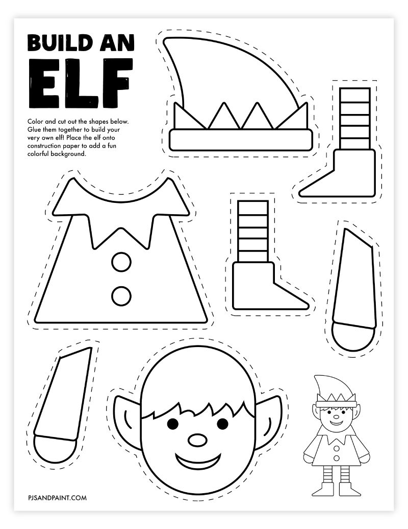 Free Printable Build An Elf Craft Elf Crafts Preschool Christmas 