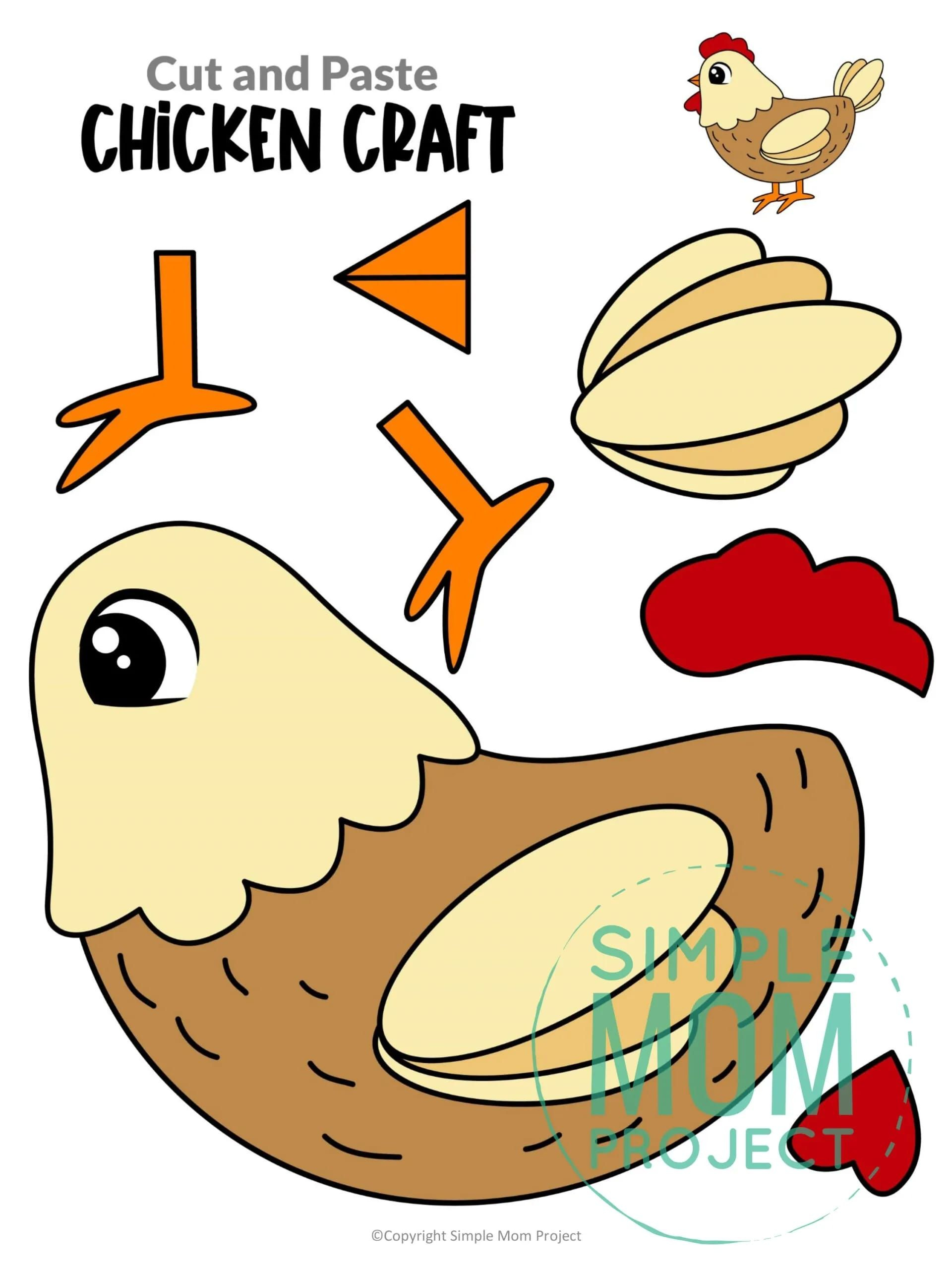 Free Printable Chicken Craft Template Chicken Crafts Animal Crafts For Kids Farm Animal Crafts