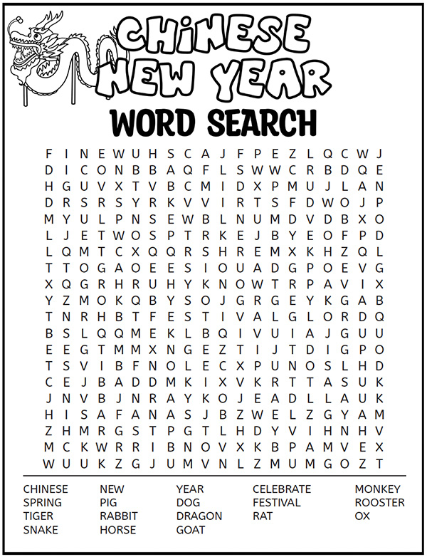 Free Printable Chinese New Year Activities Pack Word