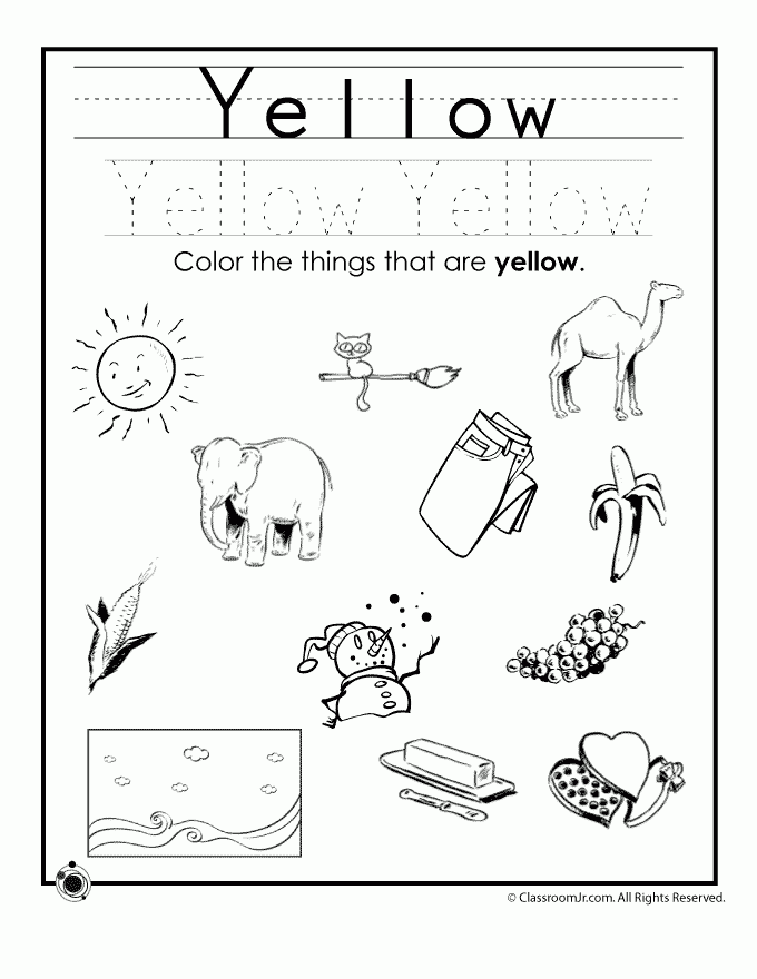 Free Printable Color Yellow Worksheets