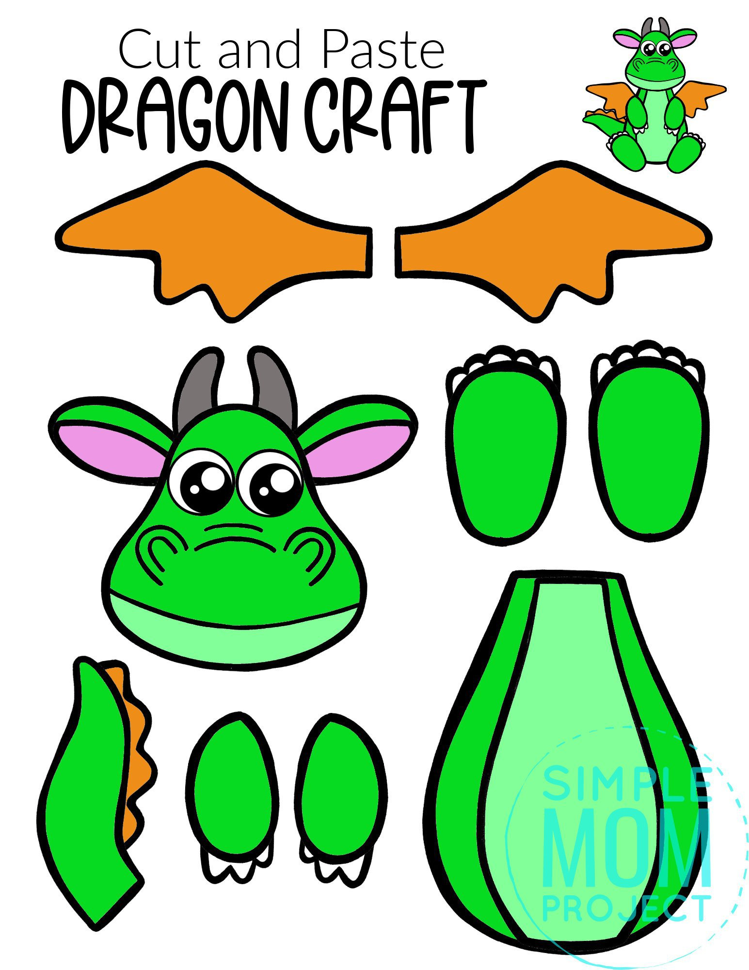 Free Printable Dragon Craft Template Simple Mom Project