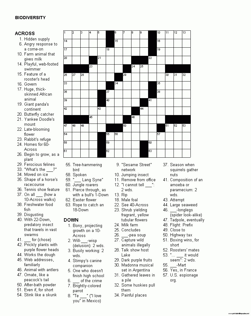Free Printable Easy Crossword Puzzles Free Printable