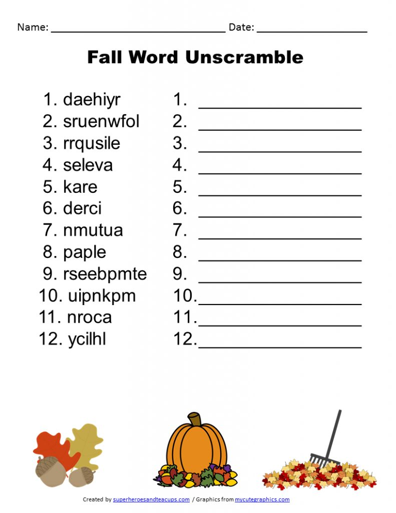 fall printable activities for adults