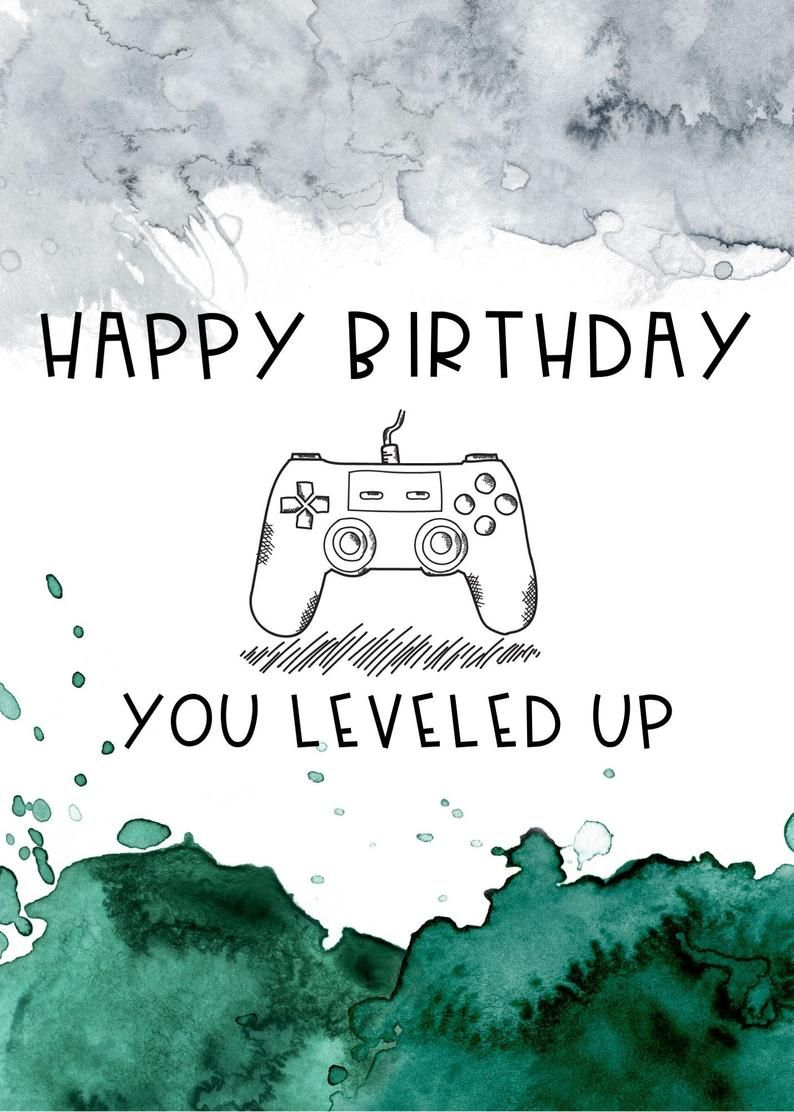 printable gamer birthday cards