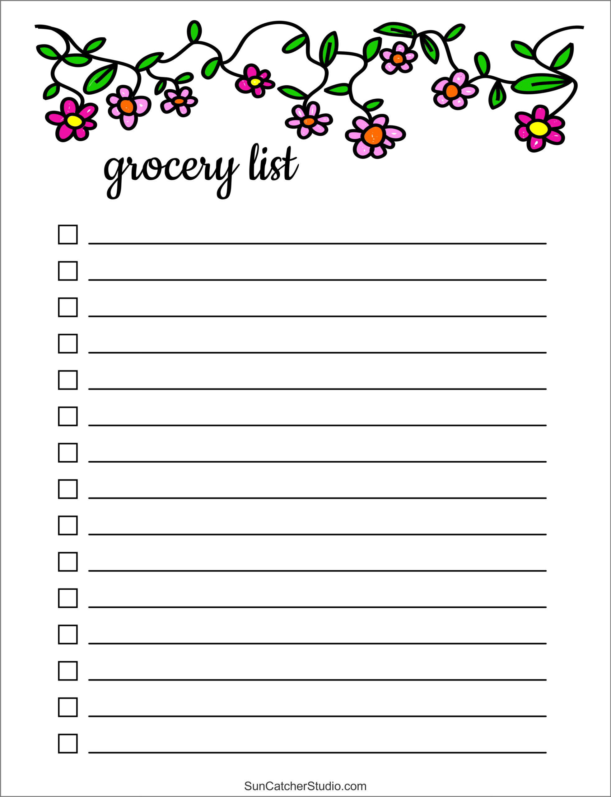 Free Printable Grocery List Templates PDF Shopping Lists Free