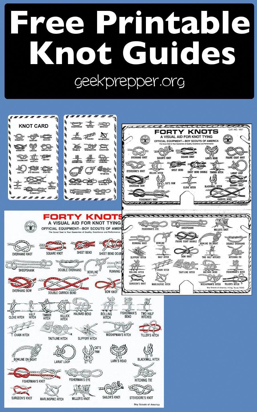 Free Printable Knot Guides And Knot Cards Know How To Tie The Knots 