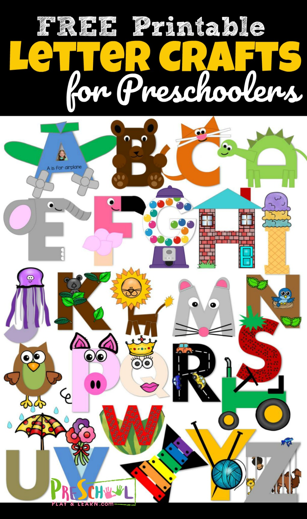 FREE Printable Letter Crafts For Preschoolers Preschool Play And 