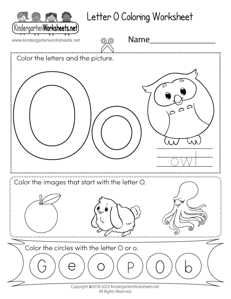 Free Printable Letter O Coloring Worksheet For Kindergarten