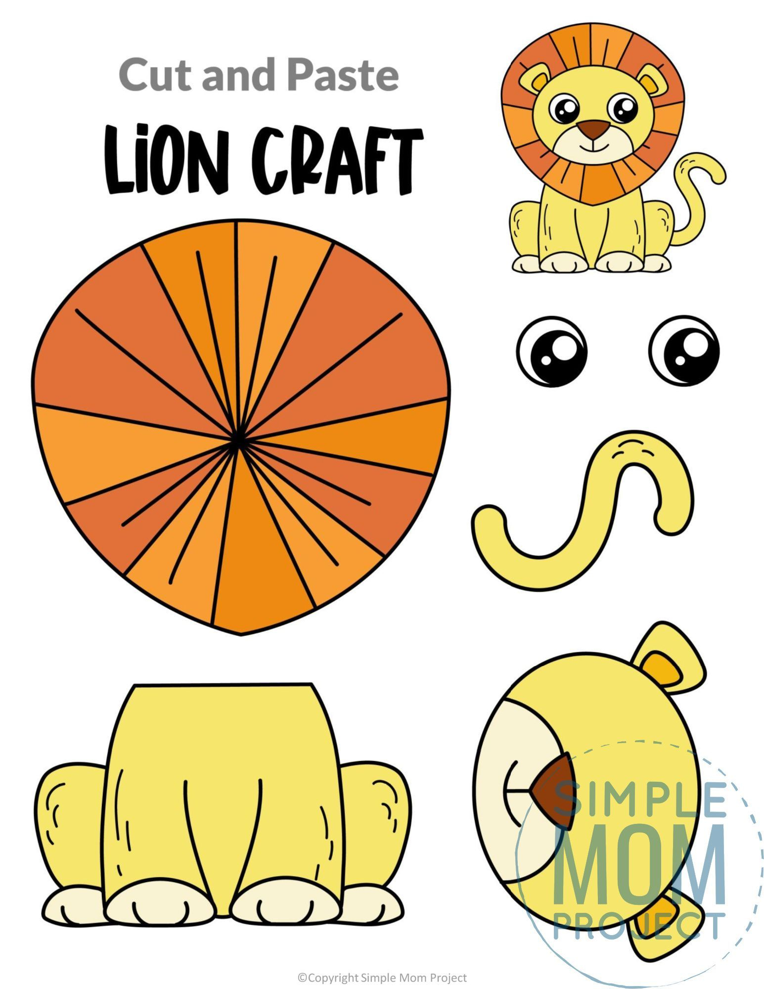 Free Printable Lion Craft Template Lion Craft Animal Crafts For Kids 
