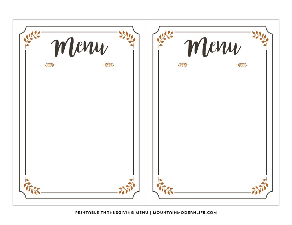 Free Printable Menu Cards Templates Joe J Laliberte