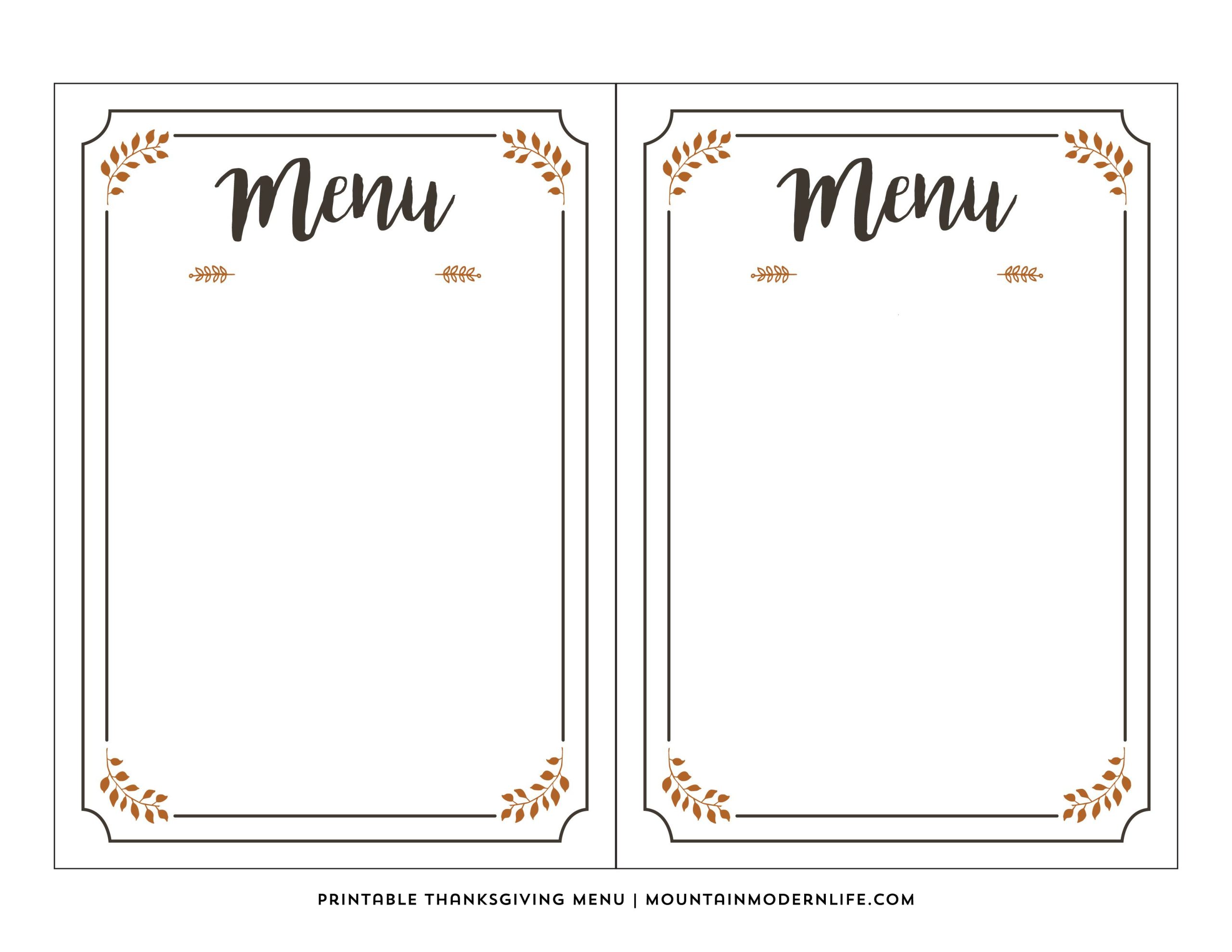 Free Printable Menu Cards Templates Joe J Laliberte