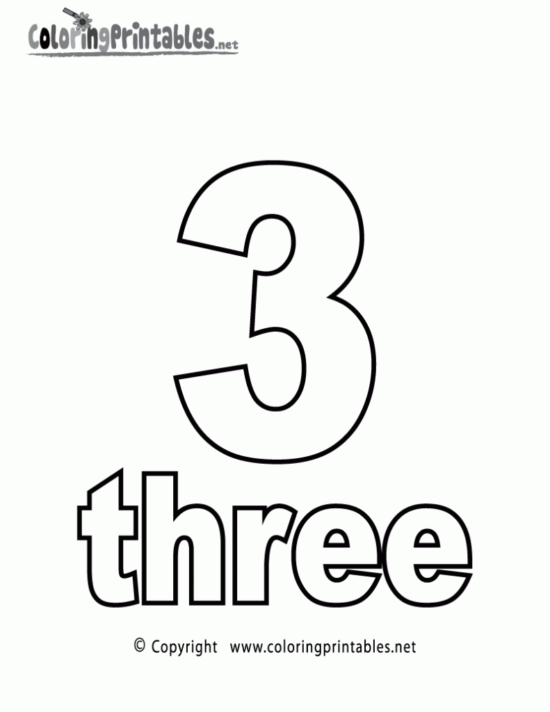 Free Printable Number Three Coloring Page